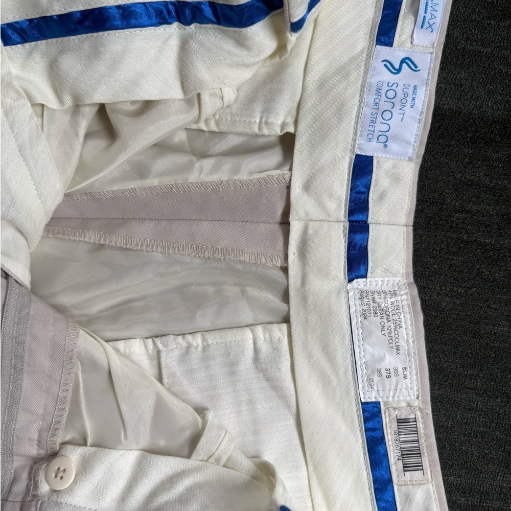 Sporto Men's Cream/White Chinos with Blue Trim